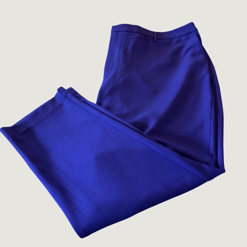Avec Les Filles Womens Dress Pant 3X Blue High Rise Straight Leg Workwear Office
